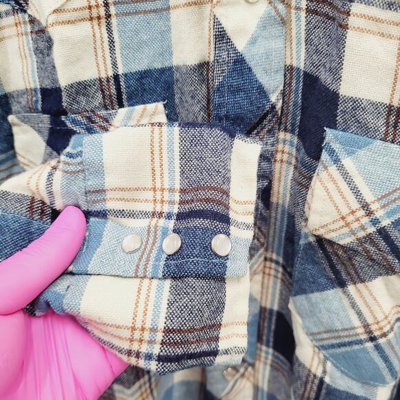 Vintage 80s Forte Western Pearl Snap Shirt M Fits Med (Tag L) Short 22.5" Sleeve - Picture 3 of 6